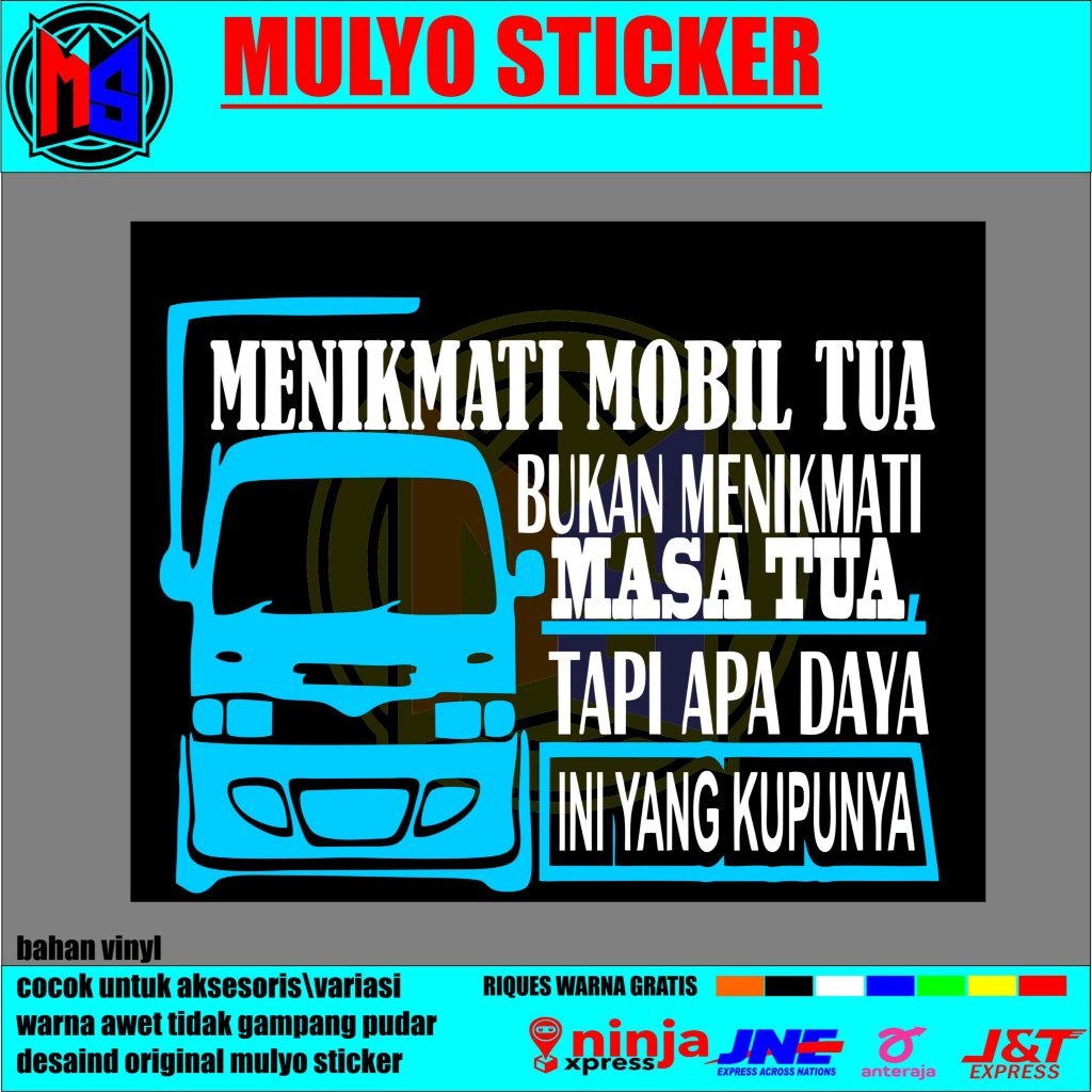 STIKER MOBIL STIKER KACA SAMPING STIKER KATA KATA MENIKMATI MOBIL TUA