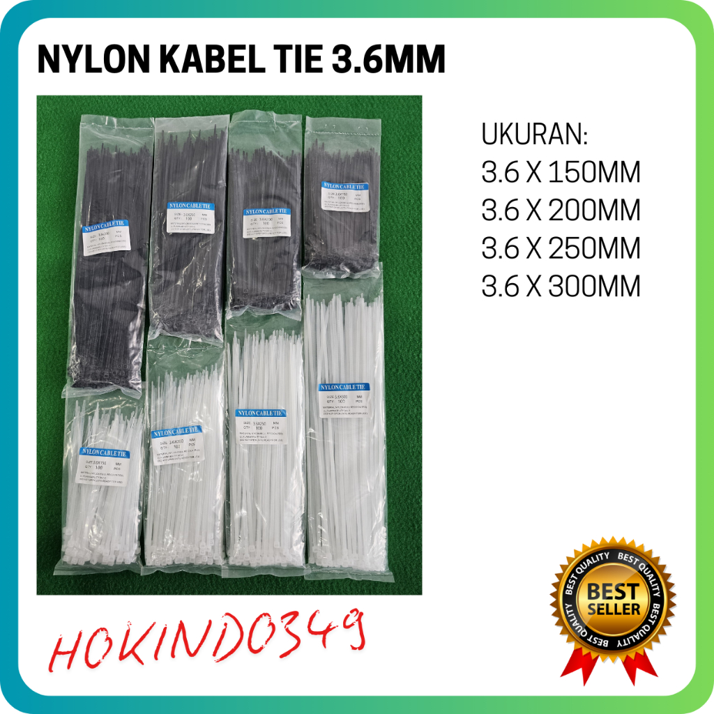 

Nylon Cable Tie Kabel Ties 3.6mm x 15cm 20cm 25cm 30cm Hitam Putih Kualitas Baik