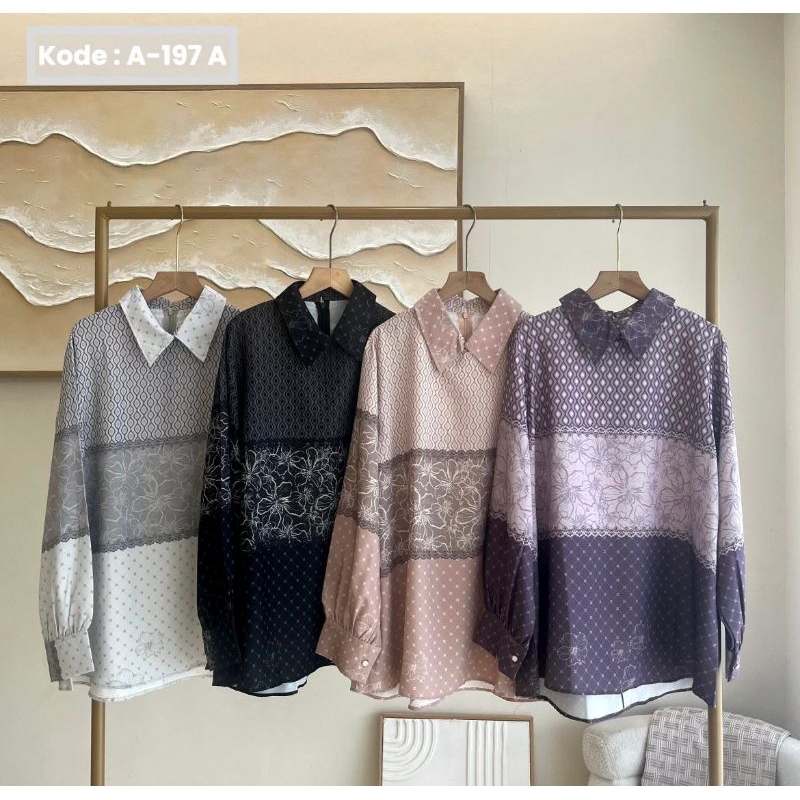 kemeja basic printing silk sutera