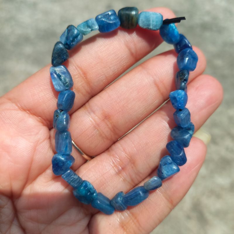 PROMO Gelang Blue Kyanite 6-8mm Tumble Natural Crystal Batu Alam
