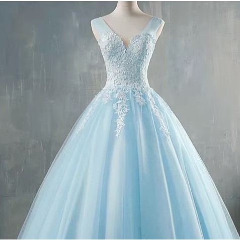 gaun pesta  pink / cream / baby blue  dress  brukat dengan  tulle  gaun pesta pernikahan dress weddi