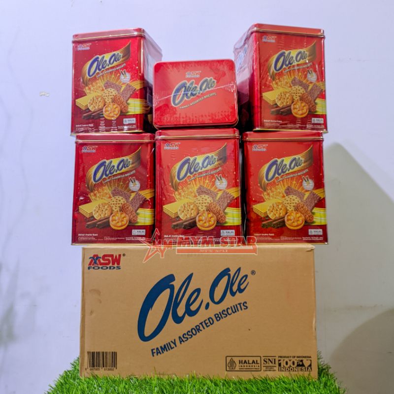 

(1 DUS) Ole Ole Family Assorted Biscuits Kaleng Segi 600g isi 6