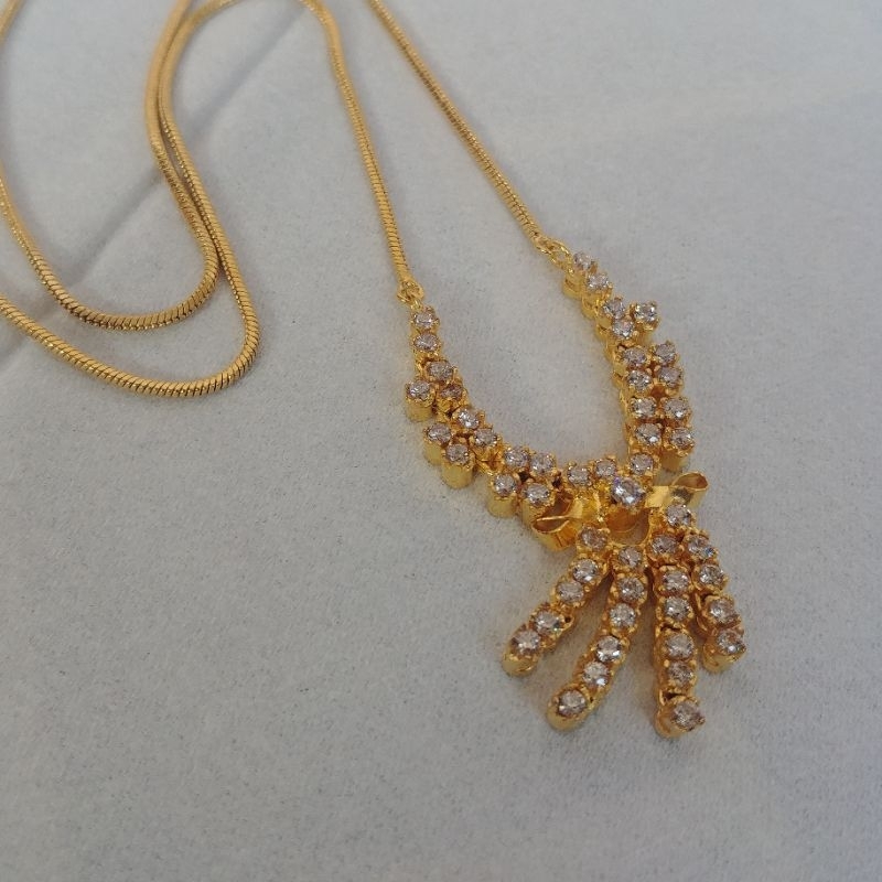 Kalung Koye Pita Lapis Emas Mata American Diamond Minyak Berlian Medan Tiruan