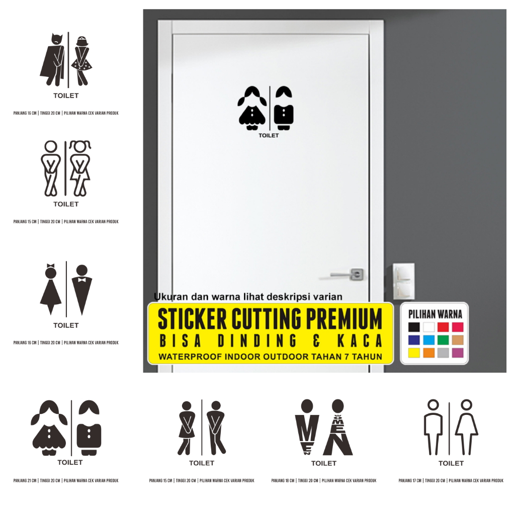 Stiker Pintu WC Toilet Bathroom Sticker Kamar Mandi WC Anti Air Cutting