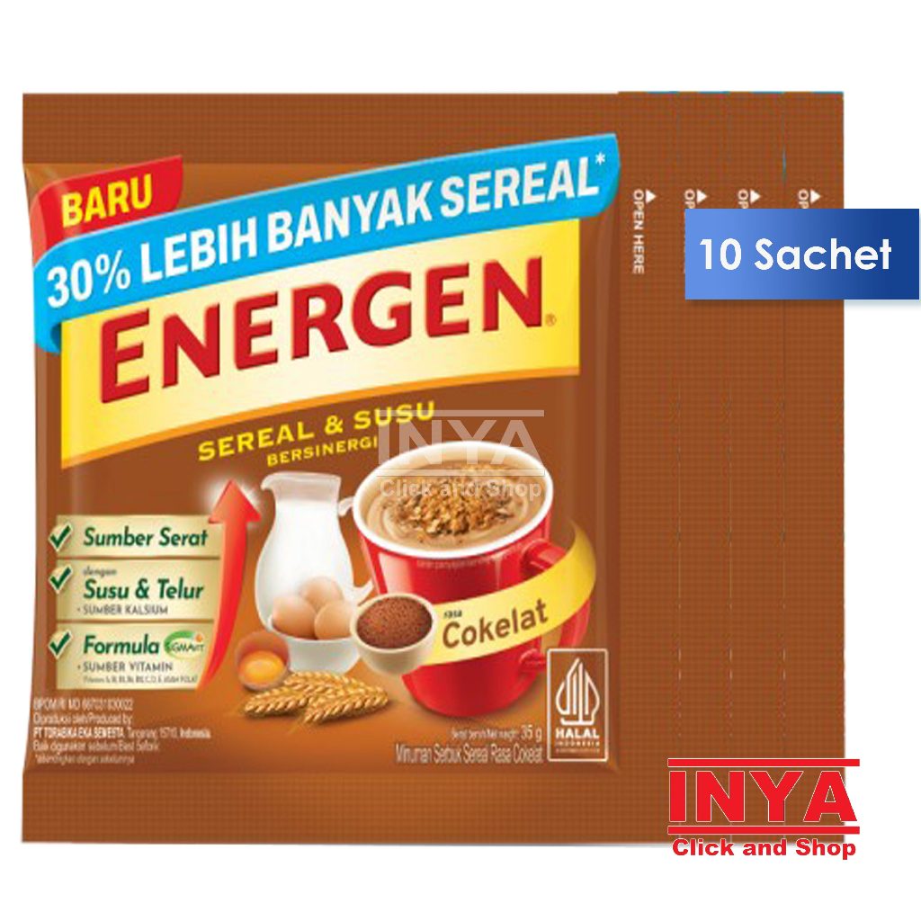 

Energen Sereal & Susu Cokelat 10x34gr Renceng - Minuman Serbuk Sereal - Cereal