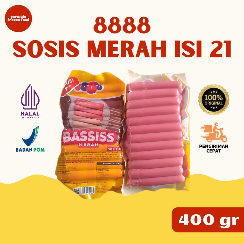 

8888 BASSISS Sosis Merah 400 gr isi 21 pcs