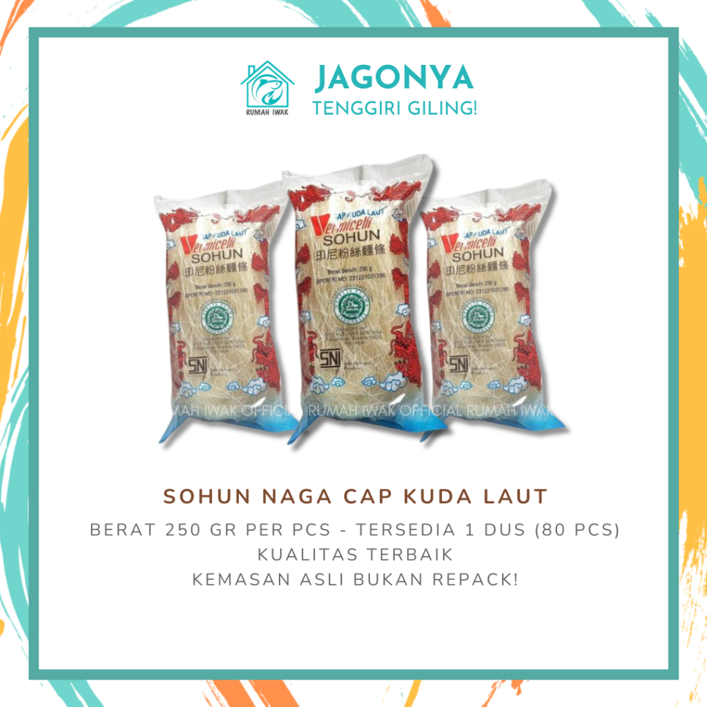 

Sohun Naga Merah Cap Kuda Laut 250g / Vermicelli Mie Soun Naga