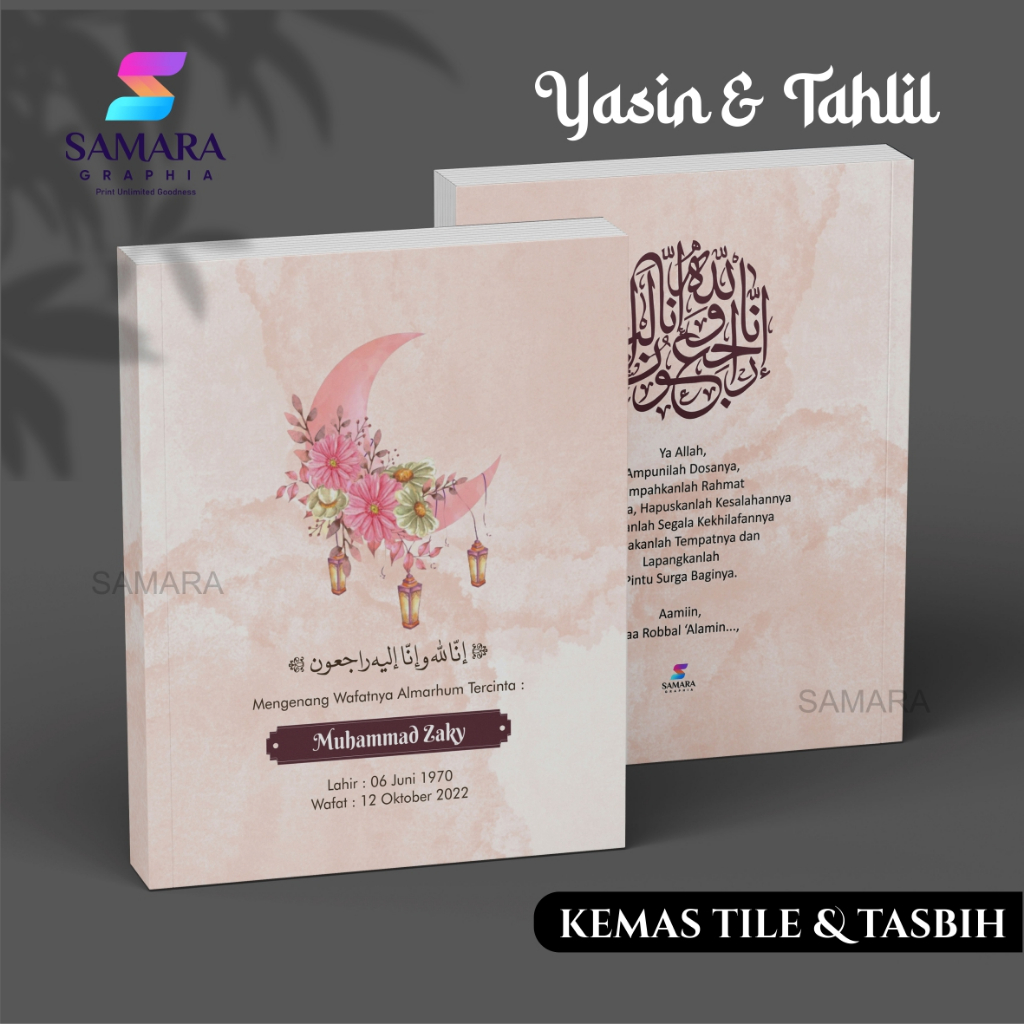 Buku Yasin dan tahlil custom Souvenir tahlilan lengkap foto almarhum 40 hari 100 1000 hari IRIS 7