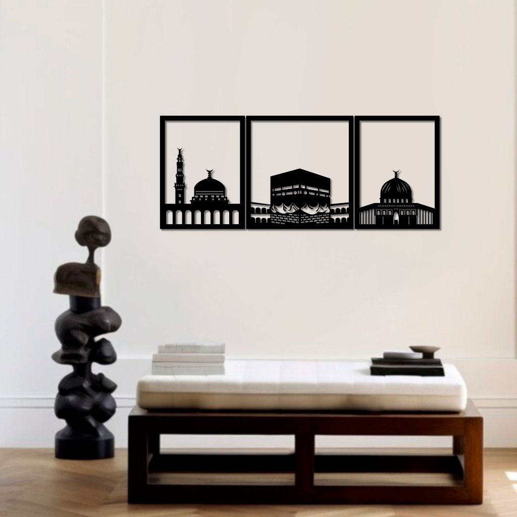 Hiasan Dinding Kabah Dekorasi Interior Kayu Aesthtetic Kabah dan Masjid
