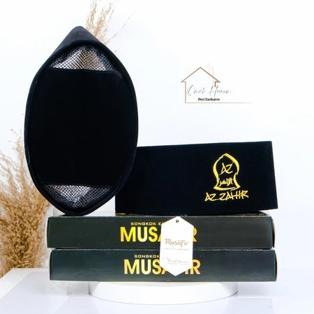 Peci Songkok Hitam AZ Zahir AC Pria ANAK dan Dewasa Kopiah Logo AZ Zahir Bordir Super Quality