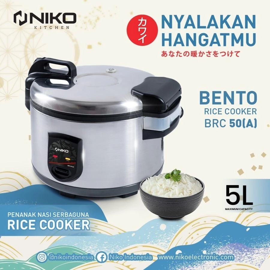 NIKO Penanak Nasi Rice Cooker Jumbo 5 Liter BRC 50 Kapasitas Besar 5L Multifungsi Nasi Listrik Cooke