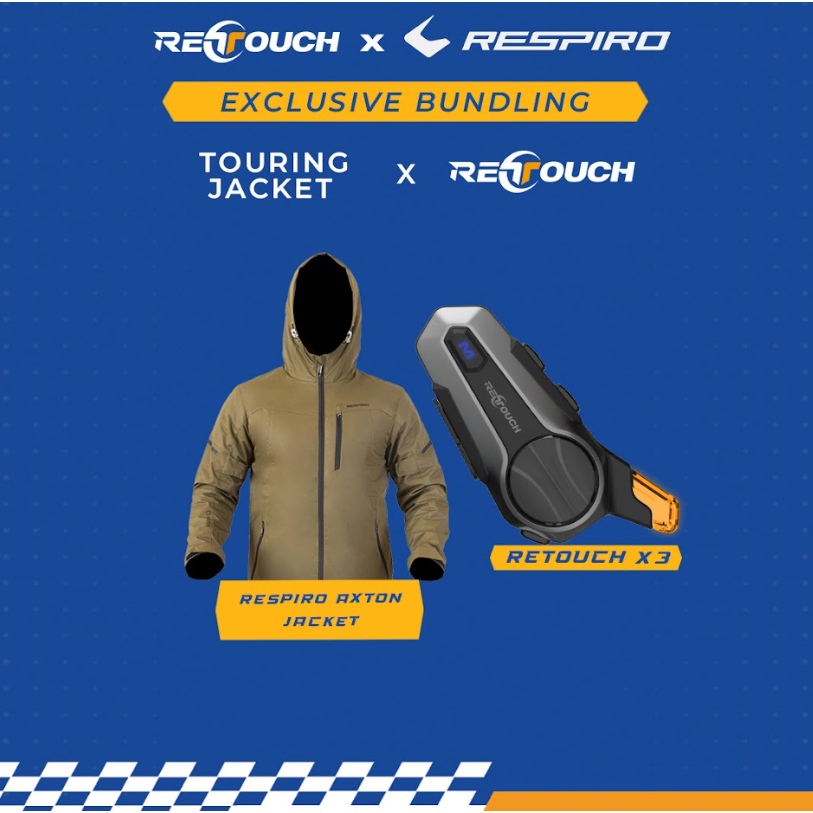 IIMS BUNDLING RESPIRO AXTON JACKET X RETOUCH INTERCOM | Jaket Motor Dialy Windproof | Intercom Water