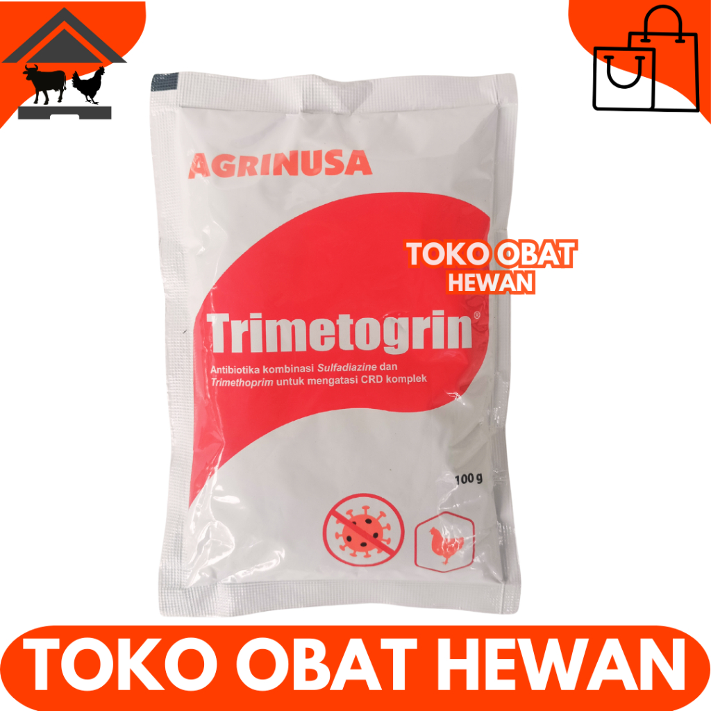 TRIMETOGRIN 100 GRAM - Obat Ayam Ngorok Pilek Snot Kolera Koli Crd komplek - Like Colibact Serbuk