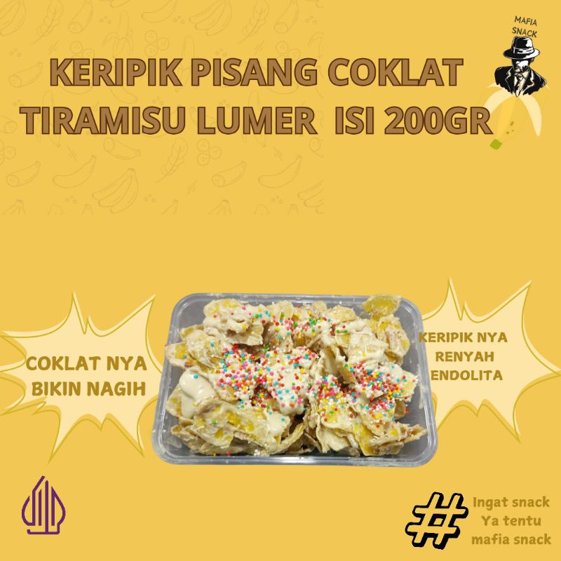 

Mafia Snack Keripik Pisang Lumer Rasa Tiramisu Matcha Coklat Kemasan Box