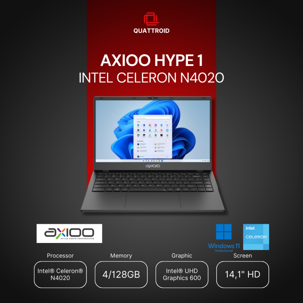 Laptop Pelajar  Axioo Hype 1 Intel Celeron N4020