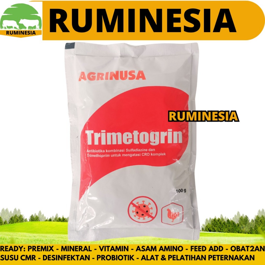 PROMO TRIMETOGRIN 100 GRAM - Obat Ayam Ngorok Pilek Snot Kolera Koli Crd komplek - Like Colibact