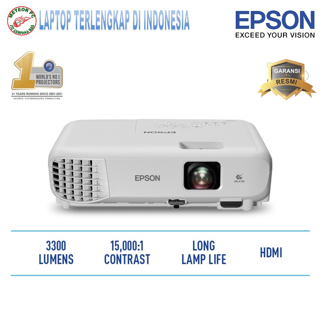 PROYEKTOR EPSON PROJECTOR EPSON EB-E01 3300 LUMENS ANSI XGA PENGGANTI EB-E500