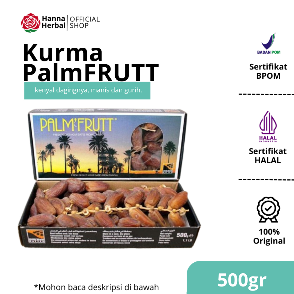 

PALM FRUTT - Kurma Tunisia Tangkai Palm Frutt Palm Fruit 500gr - Kurma Tunis