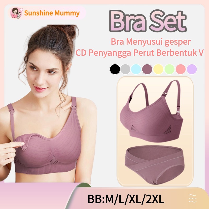 Set Bra Menyusui Dan Celana Dalam Hamil Bra Menyusui Seamless Tanpa Kawat Bahan Katun 938&20020