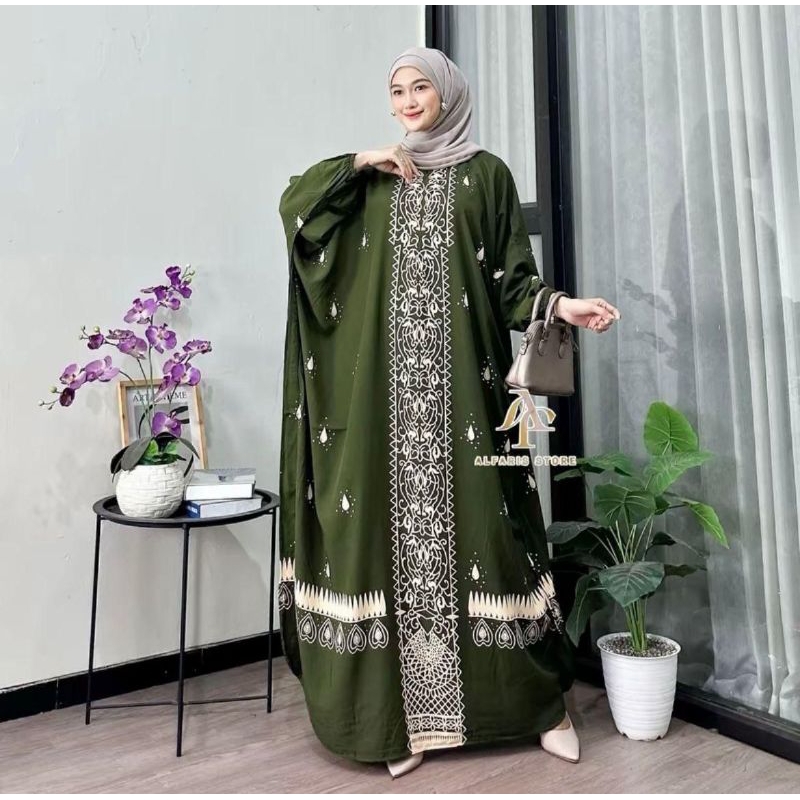 gamis kaftan jumbo,gamis kaftan rayon premium LD 170