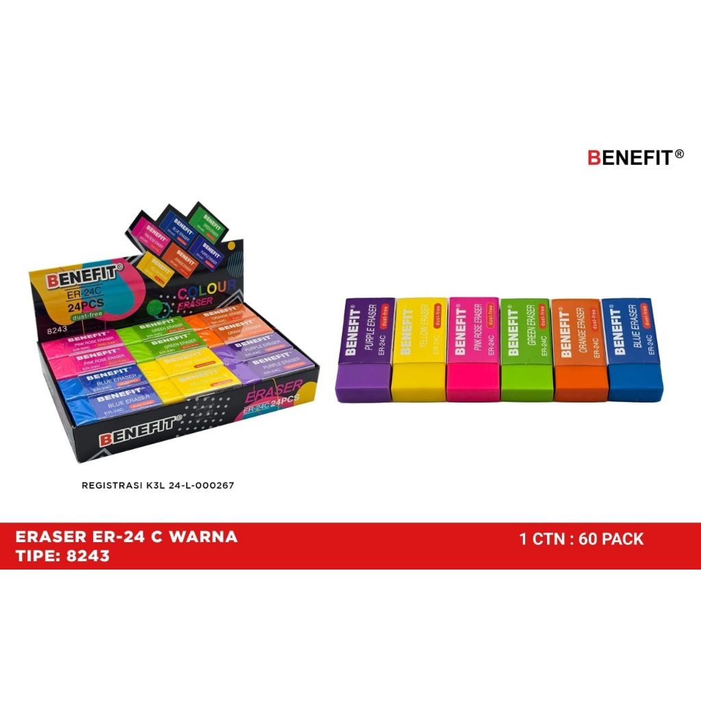 

(1 PCS/1 BIJI) PENGHAPUS PENSIL BENEFIT WARNA BESAR
