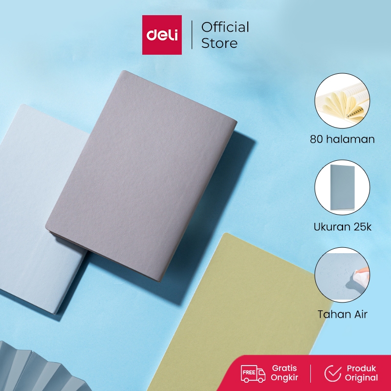 

Deli Leather Cover Notebook / Buku Catatan Cover Kulit A5 80 Lembar Warna Pastel 22297