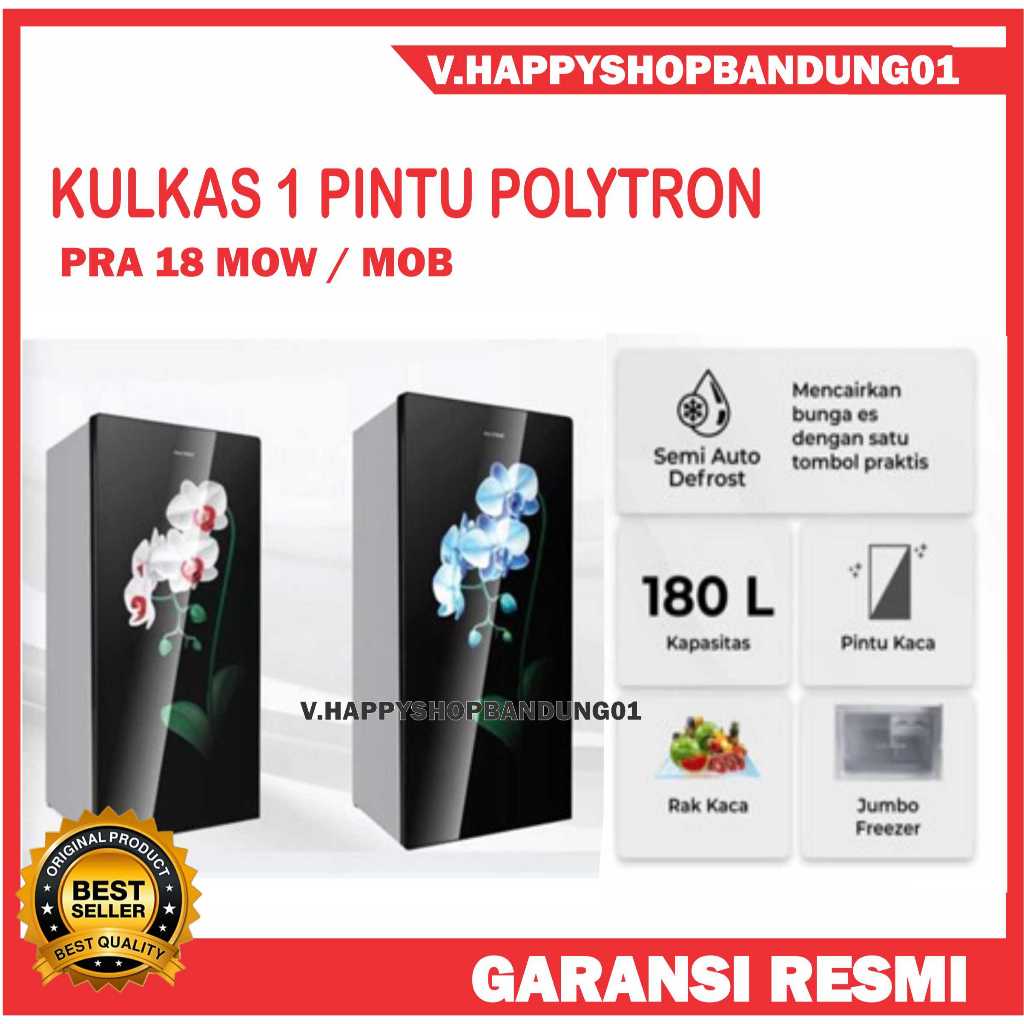 KULKAS 1 PINTU POLYTRON PRA 18 MO GARANSI RESMI