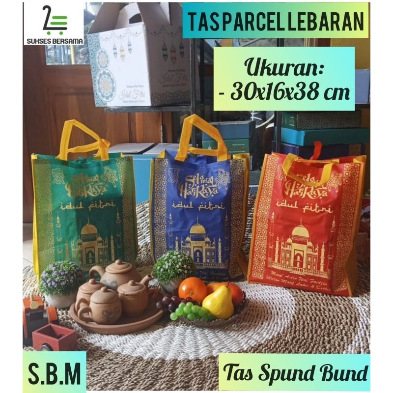 

LISINAN/ 12 PCS,Tas Parcel Lebaran Motif 30x16x40cm/Tas Idul Fitri/Tas Spundbond Polos