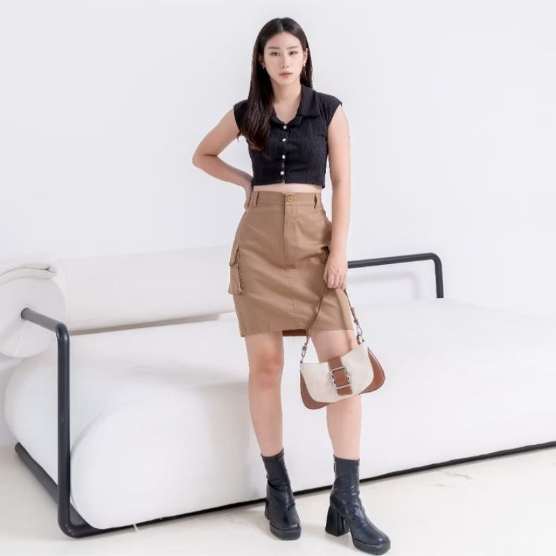 Rok Cargo Skirt / Rok Cargo / Rok Pendek Cotton Twill "Pakaian Wanita"