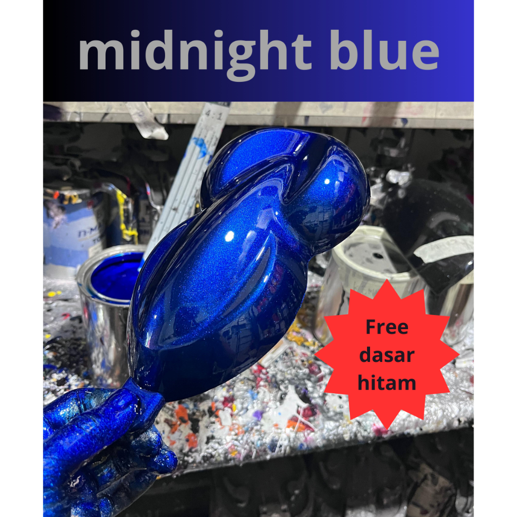 Cat midnight blue bahan PU 250ml free dasar hitam pu 250ml
