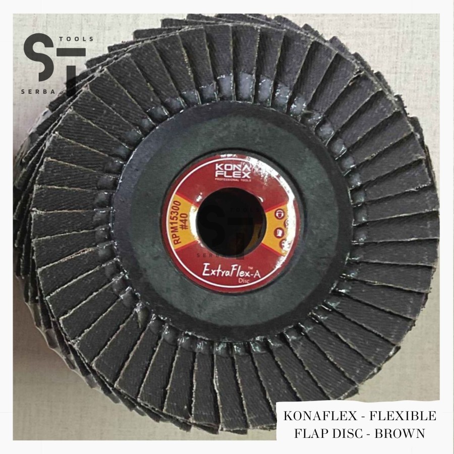 Amplas Susun 4 Inch Gerinda Sirip Konaflex Flexible ExtraFlex Flap Disc Coklat Brown