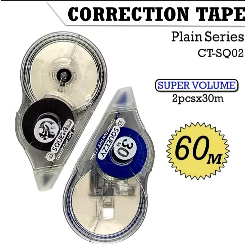 

( 1 PACK ) GROSIR Tip Ex JUMBO PREMIUM SQUEEZY CT-SQ02 Correction Tape 5mm x 30M JUMBO Murah Berkualitas | 1 PACK ISI 2 BIJI