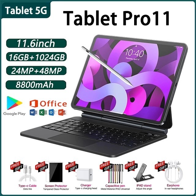 Tablet Pro12 (16GB+1024GB)11.6inch"lPS Screen Tablet Android 12 8800 mAhDual Sim CardadvanTablet Mur