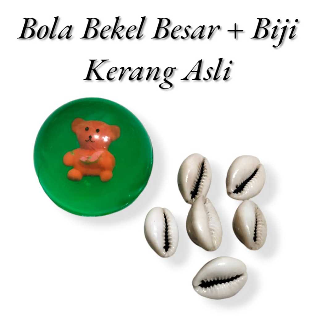 Mainan Bola Bekel 1 Set + 6 Pcs Biji Kerang Asli