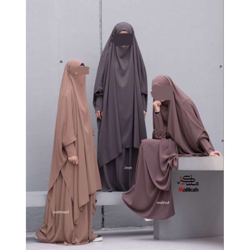 MALIKAH - French Kareemah Gamis Set French Khimar Niqab Tali by Abaya Malikah | Wudhu Busui Friendly