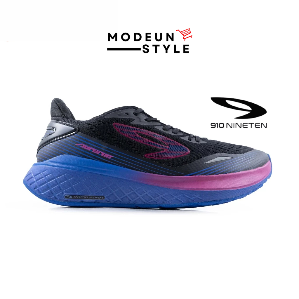 910 Nineten AURORUN HITAM - Sepatu Lari / Aurorun Hitam Biru Ungu / Aurorun Hitam 910 Original