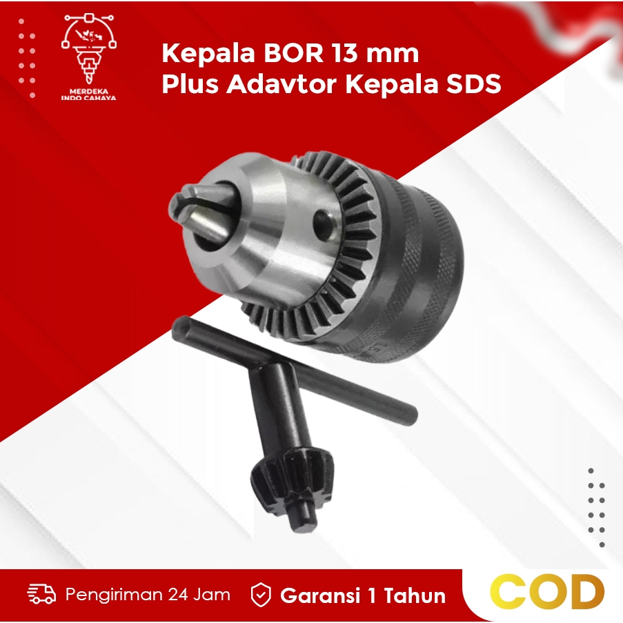 DISKON TERMURAH Kepala Bor 13 mm Plus Adavtor Bor SDS Dril Chuck untuk Mata Bor Kayu atau Besi