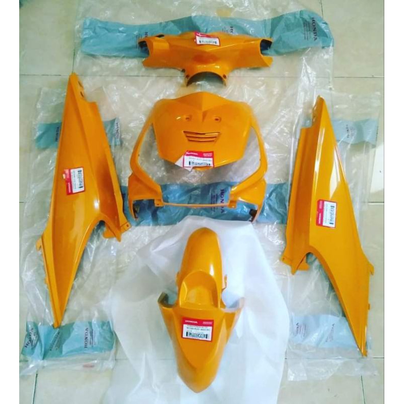 cover body beat karbu halus oren pull set original baru AHM