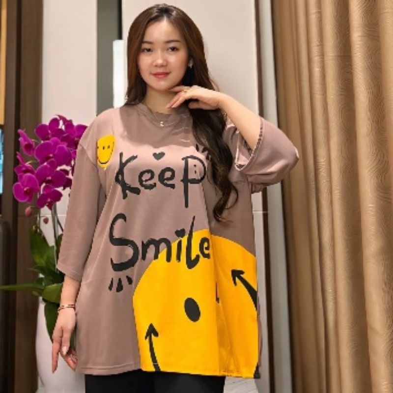 ATASAN WANITA OVERSIZE LD 135 KEEP SMILE