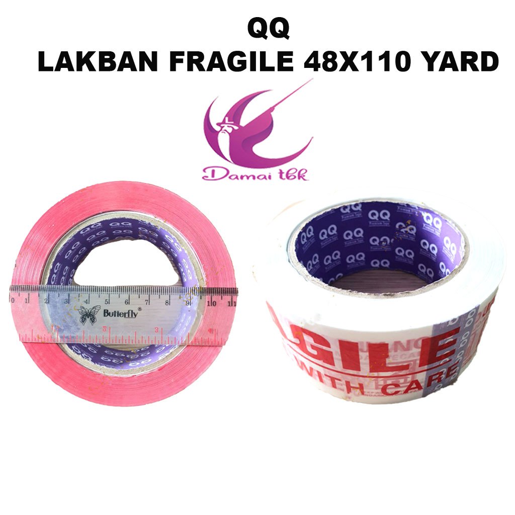

Lakban Fragile QQ Jangan Dibanting Merah / Putih 110 Yard