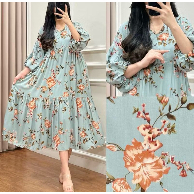 DASTER LENGAN BALON NAGITA || DRES RAYON PREMIUN