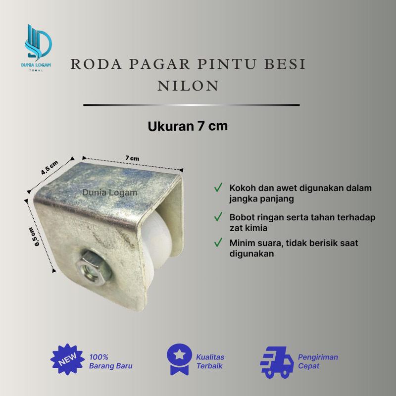 Roda pagar pintu nylon 7 Cm | Roda pagar anti berisik | Aksesoris pagar