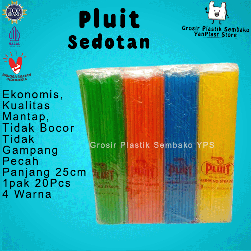 Sedotan Plastik PLUIT Warna Warni dan Putih