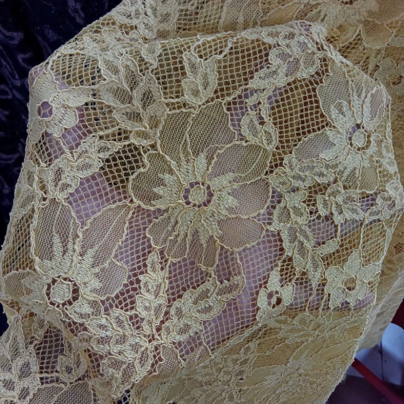 Kain - Kain Brokat Lace Prancis - Kain Tille Brokat Motif - Kain Antik - Kain Bahan Cod