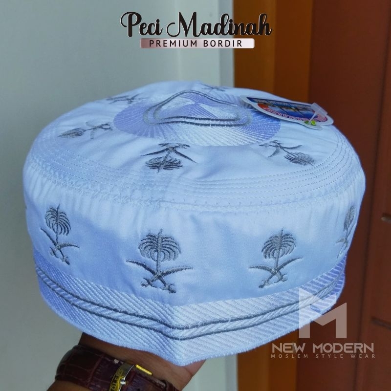 PECI MADINAH PUTIH KOPIAH PUTIH KURMA PECI HAJI SONGKOK BUGIS PECI PUTIH KOPIAH ORIGINAL - MOTIF KUR