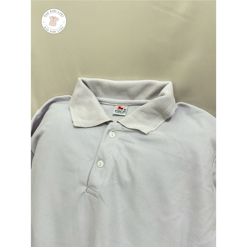 Kemeja kaos polo shirt / baju polo putih polos lengan panjang