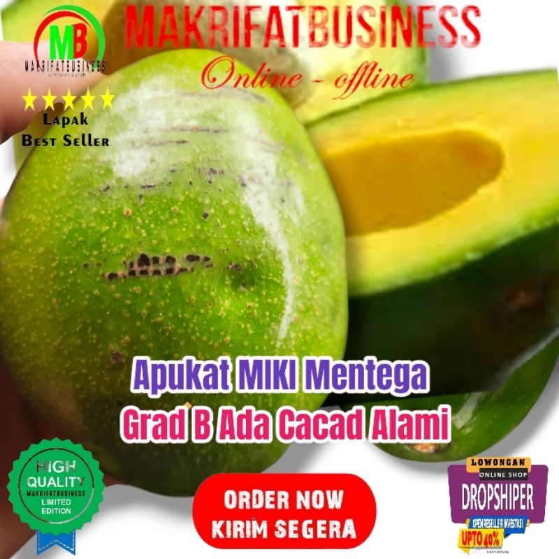 

MAKRIFATBUSINESS Paket 2 Kg 4 - 6 Buah APUKAT MIKI MENTEGA Kwalitas B Langsung Petik Pohon