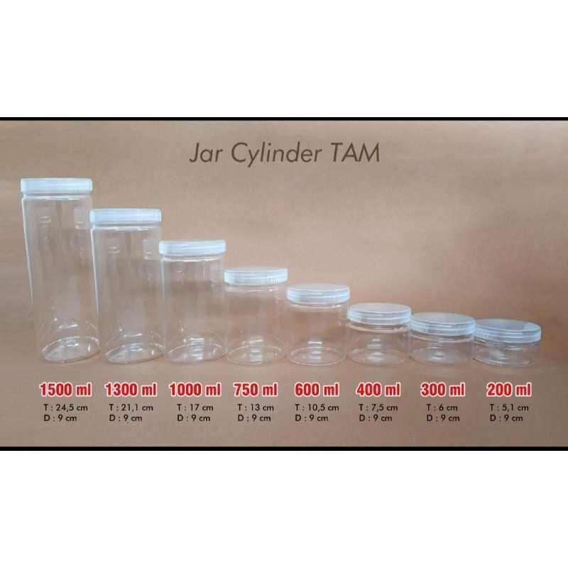 Toples Tabung silinder 1000ml tutup ulir plastik tutup putih susu / Jar cylinder 1000ml