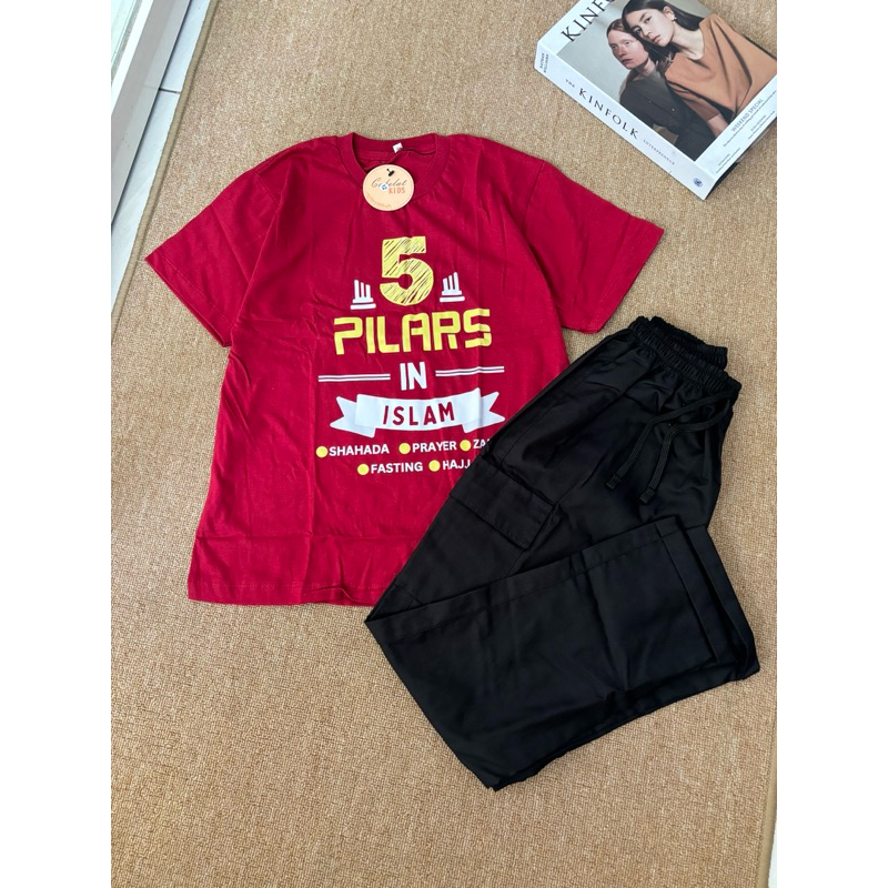 Setelan Muslim Anak Laki-laki Celana Kargo