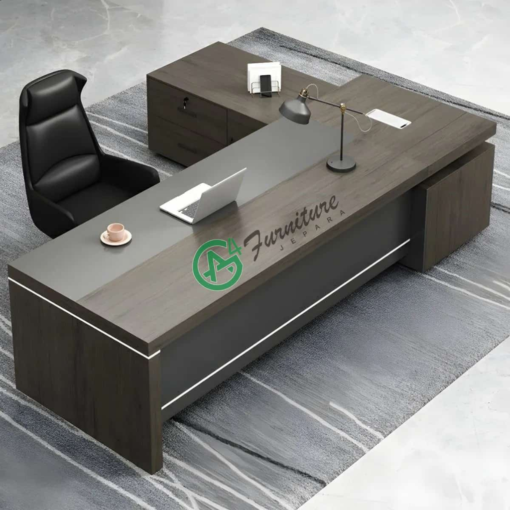 Meja Direktur Kantor Minimalis Mewah L Shape